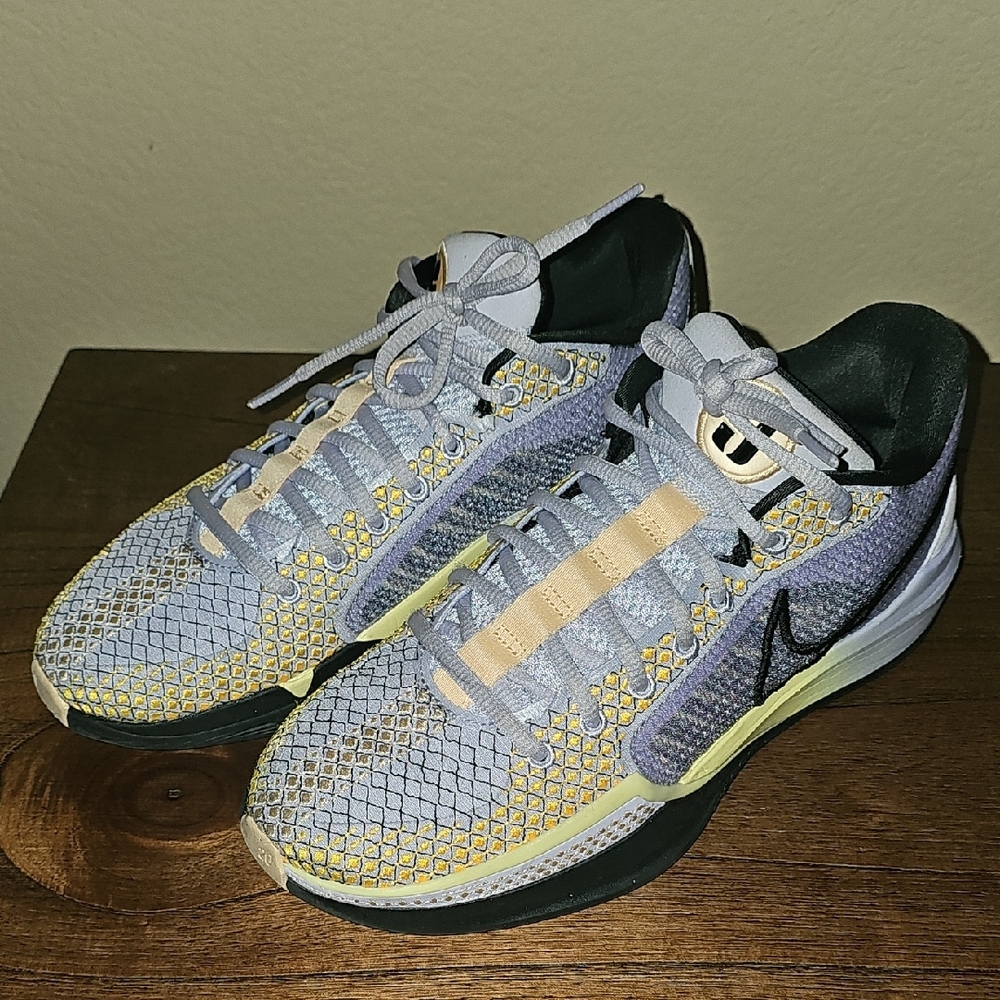 Nike Yellow and Purple Sneakers with Knit Upper